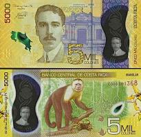 *5000 Colones Kostarika 2018 (2020), P282a UNC polymer - Kliknutím na obrázok zatvorte -